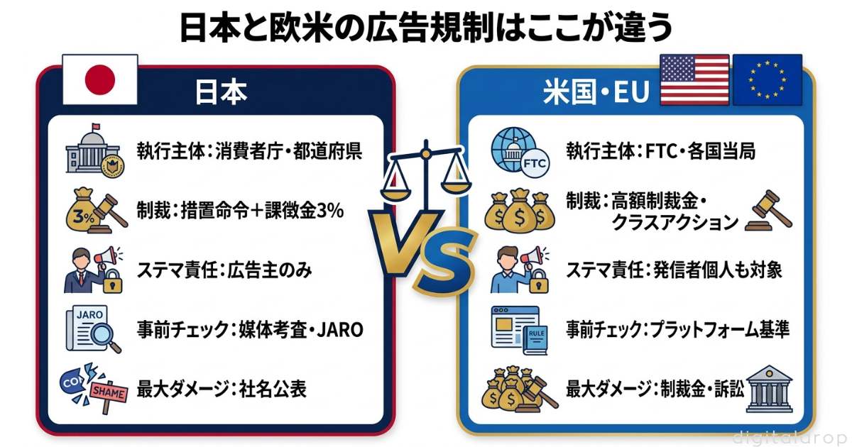 日本の広告規制と欧米基準の構造的な違い