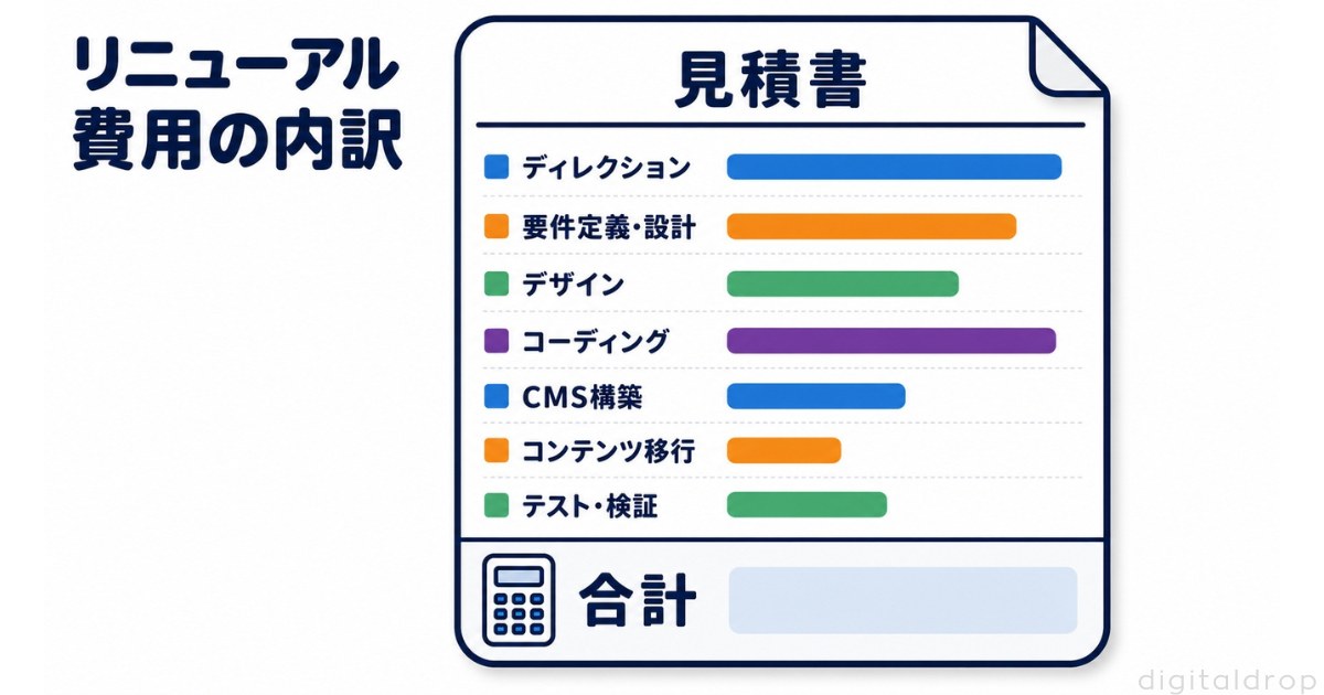 ホームページリニューアル費用の内訳と項目別の相場