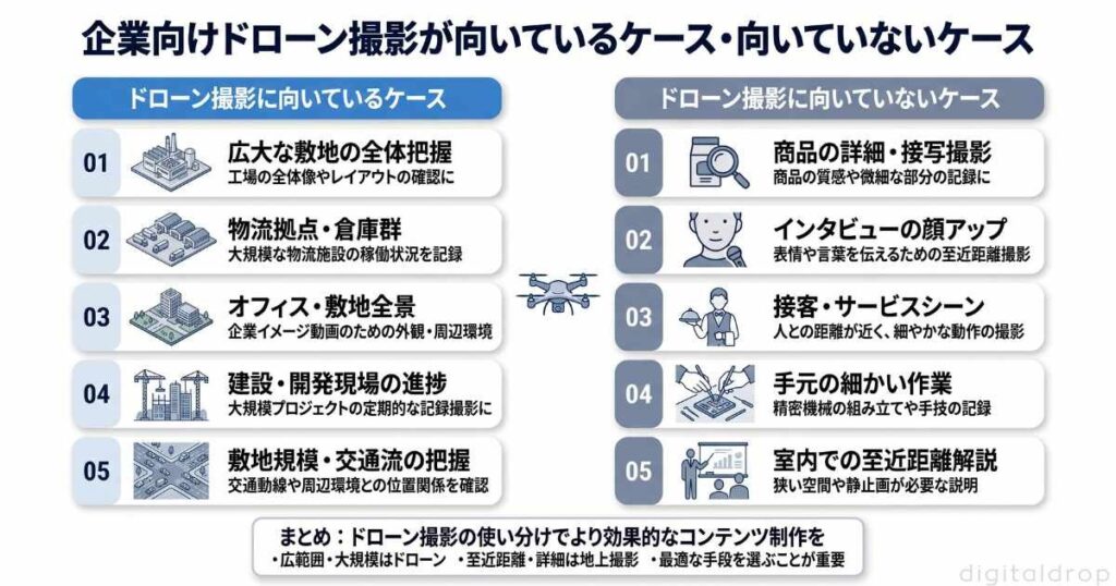 企業向けドローン撮影とは｜向いているケース・向かないケース